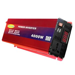 Перетворювач напруги інвертор Eryuan 4000W DC/AC 12V-220V із вольтметром Red