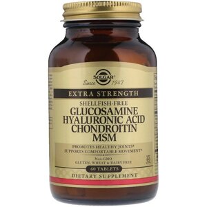 Препарат для суглобів і зв'язок Solgar Glucosamine Hyaluronic Acid Chondroitin MSM 60 Tabs SOL-01316