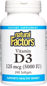 Вітамін D Natural Factors Vitamin D3 5000 IU 125 mcg 240 Softgels