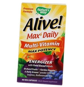 Комплекс Вітамінів Alive! Max6 Daily Multi-Vitamin Nature's Way 90вегкапс (36344094)