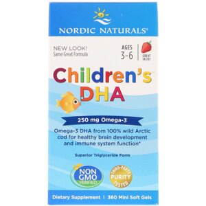 Риб'ячий жир (ДГК) для дітей Nordic Naturals Children's DHA 3-6 років 250 мг Смак Полуниці 360 міні капсул