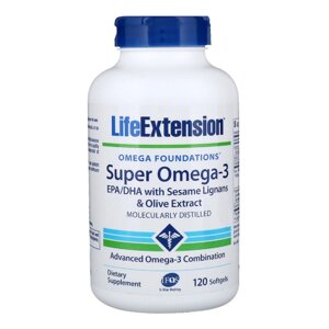 Супер Омега-3 Omega Foundations Super Omega-3 Life Extension 120 Желатинових Капсул