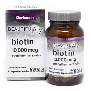 Біотин 10 000 мкг Bluebonnet Nutrition Beautiful Ally 90 вегетаріанські капсули