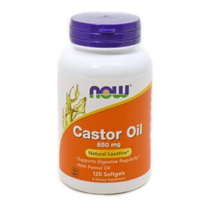 Касторова олія Castor Oil Now Foods 650 мг 120 капсул