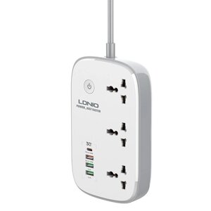 Подовжувач з USB 2 м Ldnio SCW3451 3USB Type-C 3 розетки QC Wi-Fi White