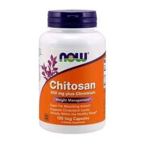 Хітозан плюс Хром Now Foods Chitosan plus Chromium 500 мг 120 капсул