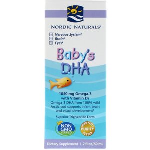 Риб'ячий жир ДГК для дітей з вітаміном D3 Nordic Naturals Baby's DHA with Vitamin D3 60 мл (NOR53787)