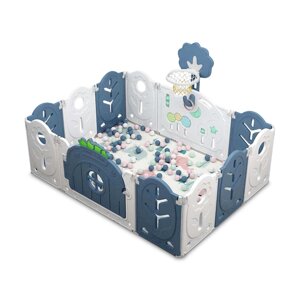 Манеж BabyPlayPen "Магічної ліс" вбудоване баскетбольне кільце 123*165*62 Синій