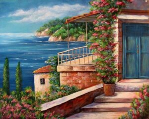 Алмазна мозаїка Будинок на березі моря 50x40см DM-074