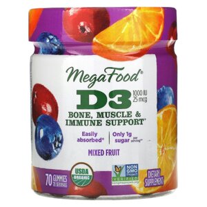 Вітамін D3 1000 IU Wellness Смак Фруктів MegaFood 70 Желейних Цукерок