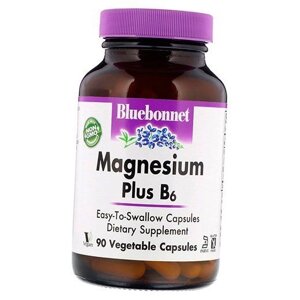 Магній Вітамін В6 Magnesium plus B6 Bluebonnet Nutrition 90вегкапс (36393078)