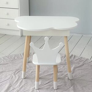 Столик детский столик No Brand Облако с нишей и стульчиком Корона Белый (2389397286)