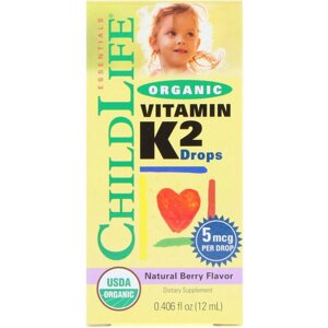 Вітамін K ChildLife Organic Vitamin K2 Drops 0.406 fl oz 12 ml Natural Berry Flavor CDL14500