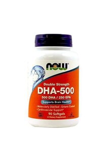 Омега 3 DHA 500/250 EPA Now Foods DHA-500 ( докозагексаеновая кислота ) 90 желатинових капсул