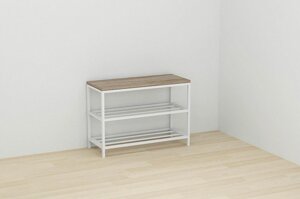 Банкетка універсальна Ferrum-decor Слайм 45x63x26 білий ДСП Дуб Сонома Трюфель 16мм (XK00011)