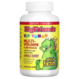 Вітамінно-мінеральний комплекс для дітей Natural Factors Big Friends Multi-Vitamin & Minerals 60 Chewable Tabs Jungle