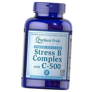 Вітаміни групи В та Вітамін С Stress B-Complex with Vitamin C-500 Puritan's Pride 120каплет (36367192)