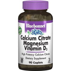 Мікроелемент Кальцій Bluebonnet Nutrition Calcium Citrate, Magnesium, Vitamin D3 90 Caplets BLB0715