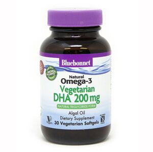 Вегетаріанська Омега-3 із Водоростей DHA 200 mg Bluebonnet Nutrition 30 рослинних капсул