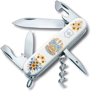 Складаний ніж Victorinox Spartan Ukraine 91 мм 12 функцій Українські мотиви Білий (1.3603.7_T1370u)