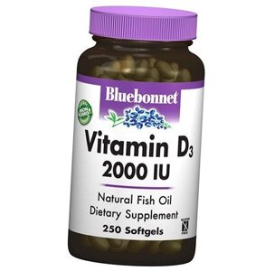 Вітамін Д3 Vitamin D3 2000 Bluebonnet Nutrition 250гелкапс (36393009)