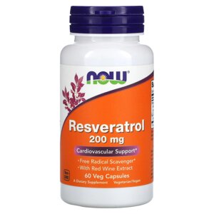 Ресвератрол (Resveratrol) Now Foods 200 мг 60 вегетаріанських капсул