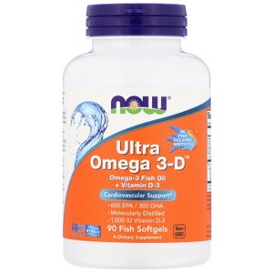 Ультра Омега 3 і Вітамін D, Ultra Omega 3-D, 90 Гелевих Капсул
