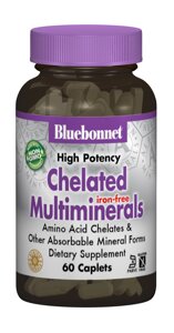 Хелатні мультимінерали без заліза, Albion, Bluebonnet Nutrition, 60 капсул