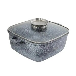 Каструля-казан з кришкою Unique UN-5207 з гранітним антипригарним покриттям 5.5L 26см Grey