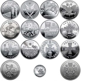 Набір монет Collection Збройні Сили України 10 гривень ВСУ 30 мм 15 шт Сріблястий (hub_ylj442)