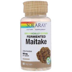 Гриби Майтаке Fermented Maitake Solaray органік ферментовані 500 мг 60 вегетаріанських капсул