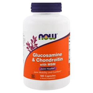 Глюкозамін і Хондроїтин з ЧСЧ, Glucosamine & Chondroitin & MSM, Now Foods, 180 капсул