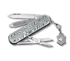 Складний ніж Victorinox Classic SD Brilliant Damast 58 мм 5 функцій Дамаська сталь (0.6221.34)