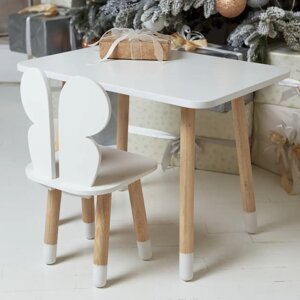 Столик детский и стульчик No Brand Бабочка 46х60х45 см Белый (2030752309)