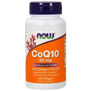 Коензім NOW Foods Coenzyme Q10 60 mg With Omega-3 Fish Oil 60 Softgels