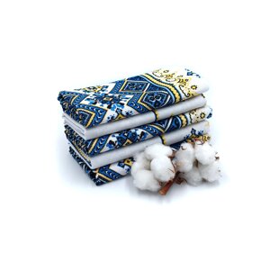 Кухонні рушники Luxyart "Орнамент синій" розмір 35*70 см рогожа 5 шт (LR-259)