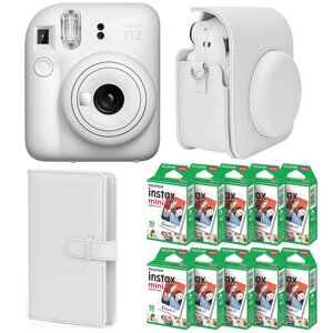 Набір камери Fujifilm Instax Mini 12/Фотопапір 100 шт/Чехол/Фотоальбом 108 фото Білий (2310363477)