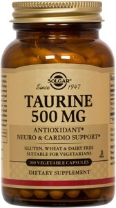 Таурін Taurine Solgar 500 мг 100 капсул