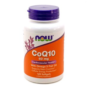 Коензим Q10 з риб'ячим жиром Омега-3 CoQ10 with Omega-3 Fish Oil Now Foods 60 мг 120 гелевих капсул