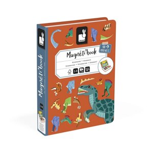 Книга гра з магнітами Janod Динозаври Різнокольоровий 50 деталей (2324099645)
