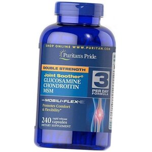 Підтримка суглобів Хондропротектор Double Strength Glucosamine Chondroitin and MSM Caps Puritan's Pride 240капс