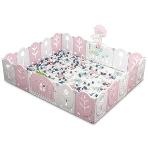 Манеж BabyPlayPen "Магічної ліс" вбудоване баскетбольне кільце 205*246*62 см Рожевий