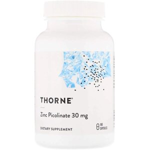 Піколінат цинку посилений, Thorne Research, Zinc Picolinate, 30 мг, 180 капсул (3919)