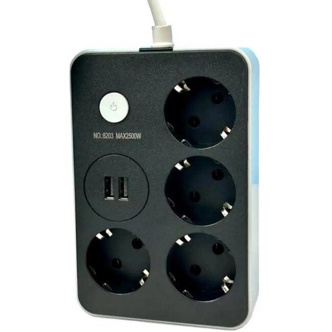 Подовжувач з USB Power Socket CNV 8203 2USB на 4 розетки 2 м Black від компанії Придбай - фото 1