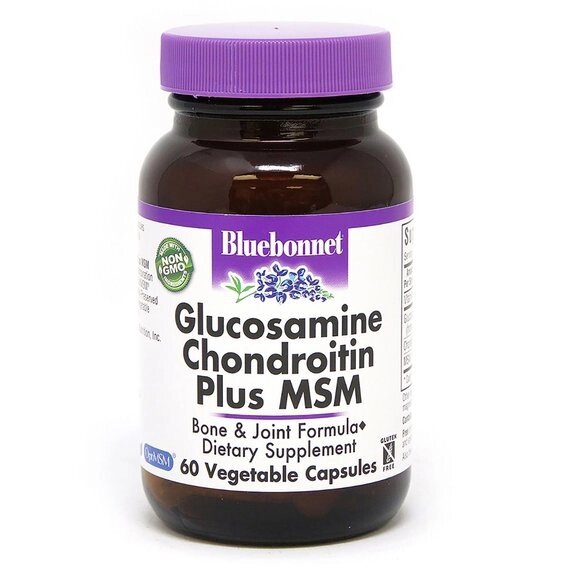 Препарат для суглобів і зв'язок Bluebonnet Nutrition Glucosamine Chondroitin Plus MSM 60 Veg Caps від компанії Придбай - фото 1