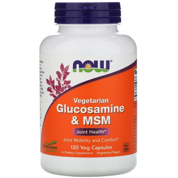 Препарат для суглобів і зв'язок NOW Foods Vegetarian Glucosamine & MSM 120 Veg Caps NF3130 від компанії Придбай - фото 1