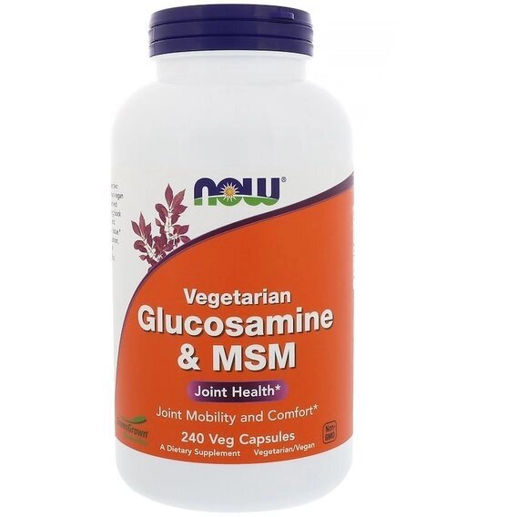 Препарат для суглобів і зв'язок NOW Foods Vegetarian Glucosamine & MSM 240 Veg Caps NOW-03131 від компанії Придбай - фото 1