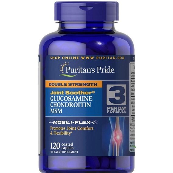 Препарат для суглобів і зв'язок Puritan's Pride Double Strength Glucosamine, Chondroitin & MSM 120 Caplets від компанії Придбай - фото 1