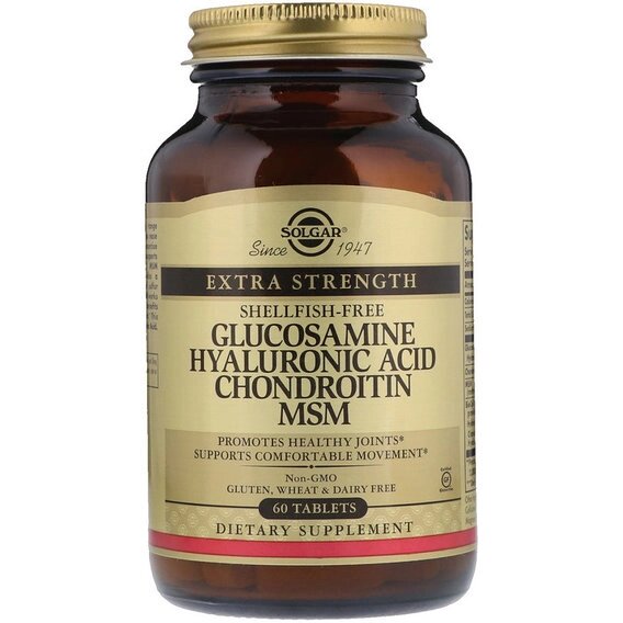 Препарат для суглобів і зв'язок Solgar Glucosamine Hyaluronic Acid Chondroitin MSM 60 Tabs SOL-01316 від компанії Придбай - фото 1