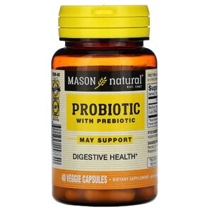 Пробіотик із пребіотиком Probiotic with Prebiotic Mason Natural 40 вегетаріанських капсул